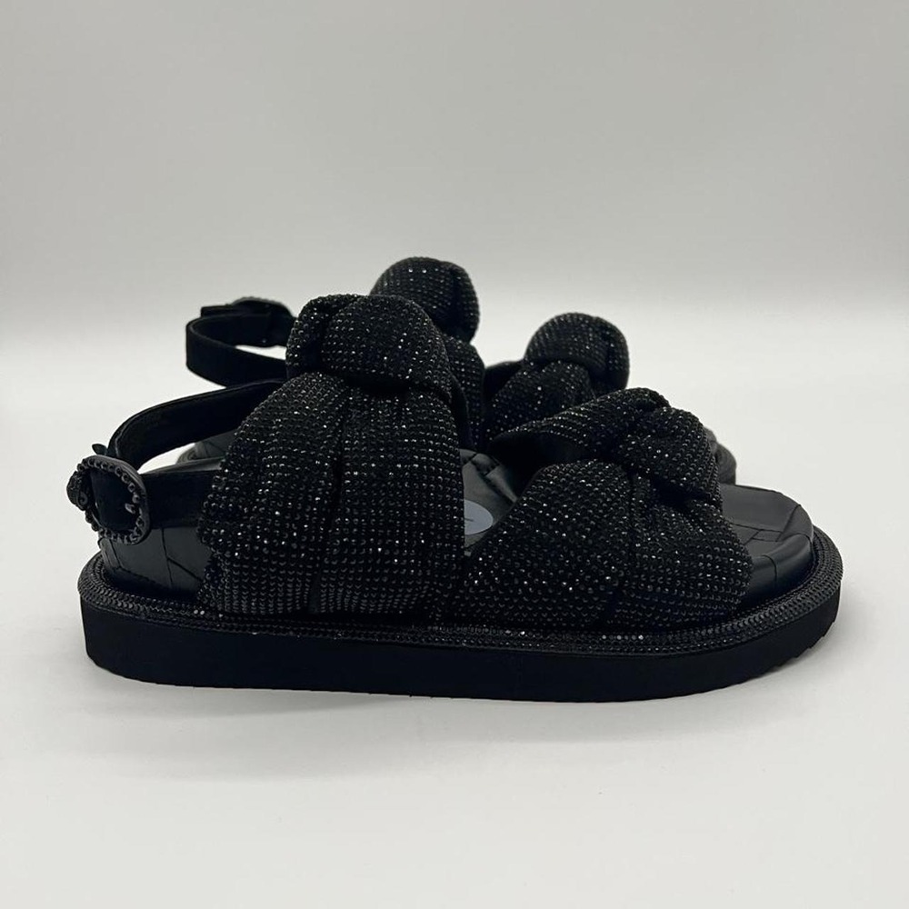 Kurt Geiger London Orson Crystal Double Knot Platform Slingback Sandals Black 37